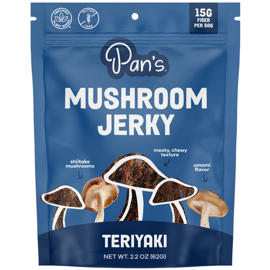 Pan's Mushroom Jerky - Teriyaki Mushroom Jerky - Shiitake - 62g - 2 Servings image 0