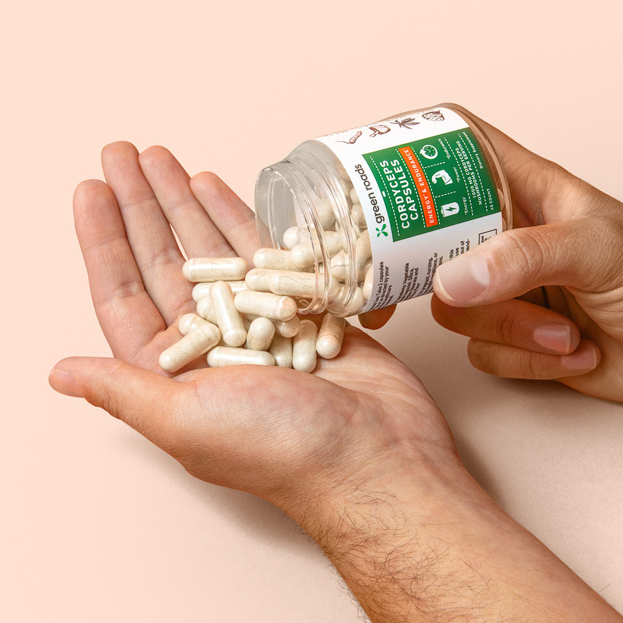 Green Roads - Cordyceps Energy + Endurance Mushroom Capsules - 60ct - 1000mg Cordyceps per Serving - 30 Servings image 2