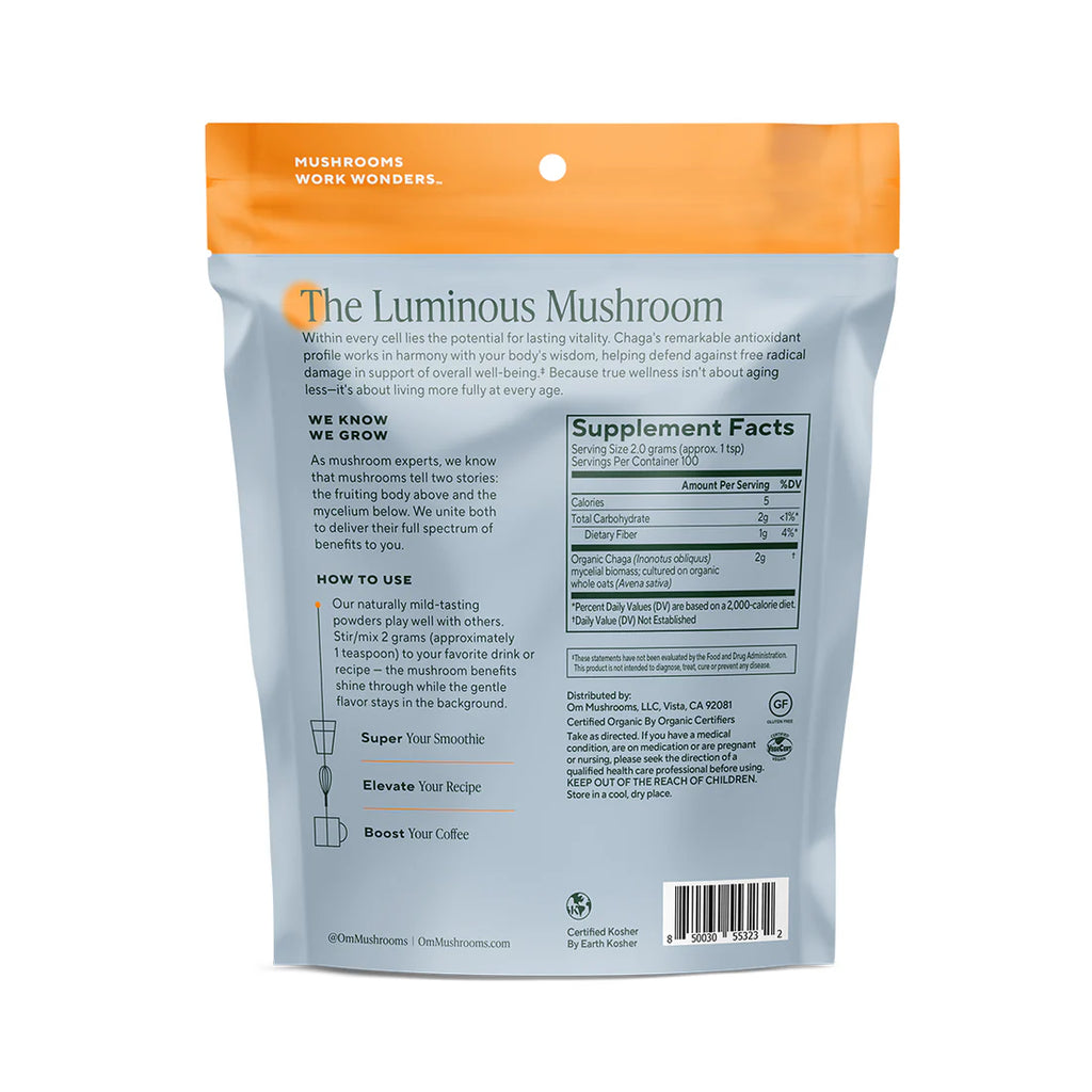 Om Mushroom Superfood - Chaga Organic Mushroom Powder - 60g - 30 Servings image 4