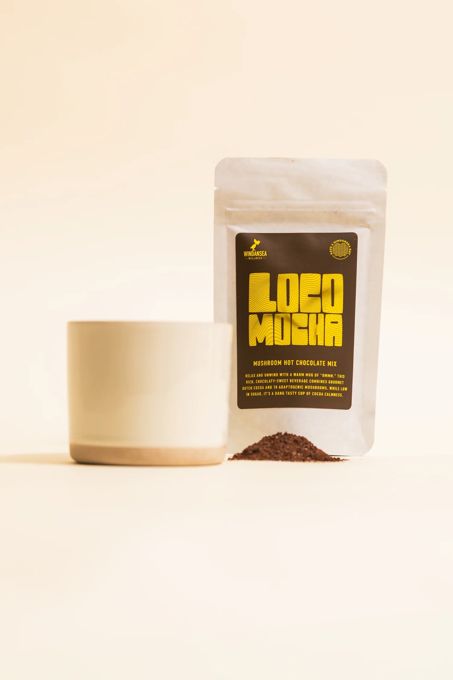 Windansea Coffee - Loco Mocha Mushroom Hot Chocolate Mix - 80g - 640mg Mushroom Blend per Serving - 10 Servings image 1