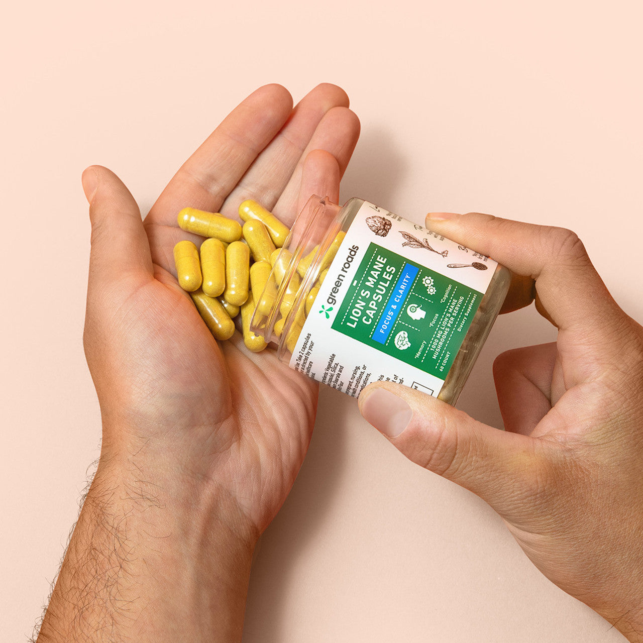 Green Roads - Lion's Mane Focus + Clarity Mushroom Capsules - 60ct - 1000mg Lion's Mane per Serving - 30 Servings image 2