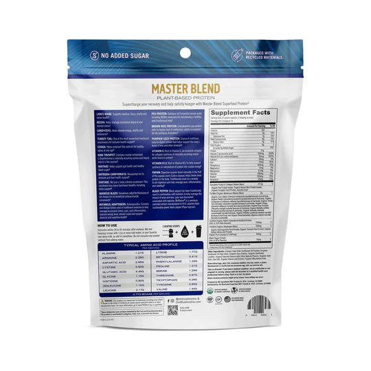 Om Mushroom Superfood - Master Blend Plant‑Based Protein - Creamy Vanilla - 518g - 14 Servings image 1