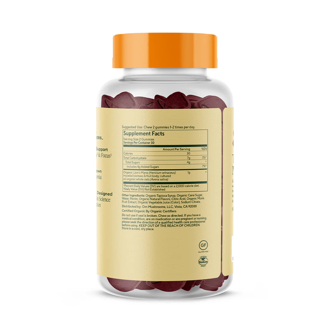 Om Mushroom Superfood - Lion's Mane Mushroom Gummies - Strawberry - 60ct - 30 Servings image 1