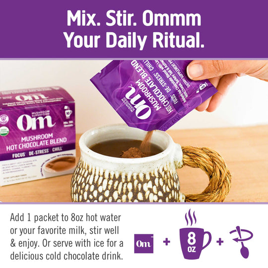 Om Mushroom Superfood - Mushroom Hot Chocolate Blend - 240g - 30 Servings image 1