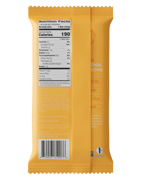 Balanced Tiger - Functional Mushroom Protein Bar - Banana Chocolate Chip - 12ct - 1500mg per Serving - 12 Servings image 1