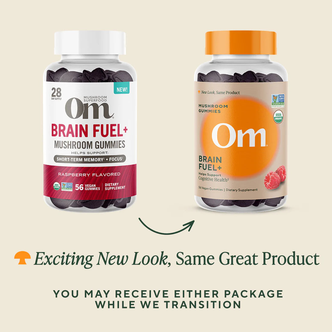 Om Mushroom Superfood - Brain Fuel+ Mushroom Gummies - Raspberry - 56ct - 28 Servings image 2
