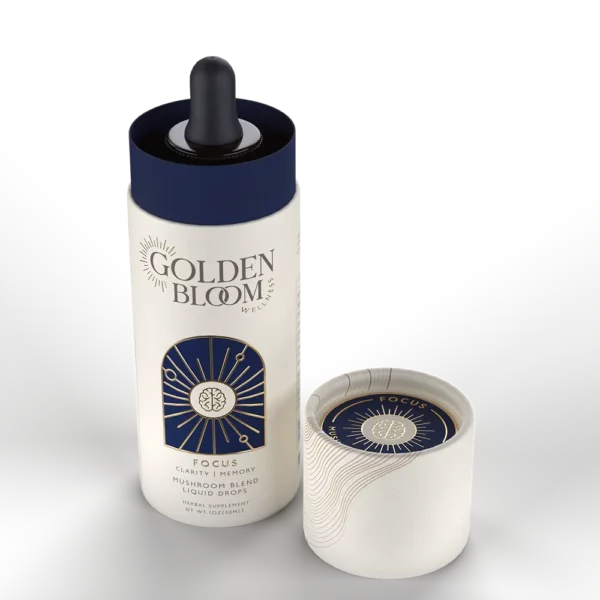 Golden Bloom Wellness – Focus Lion's Mane + Cordyceps Mushroom Tincture – 30mL – 30 Servings image 2