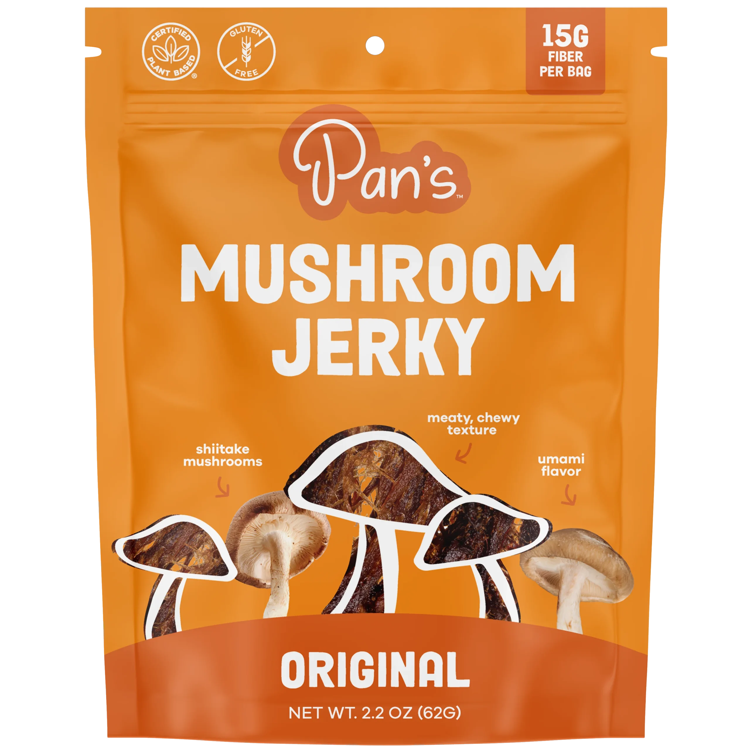Pan's Mushroom Jerky - Original Mushroom Jerky - Shiitake - 62g - 2 Servings image 0