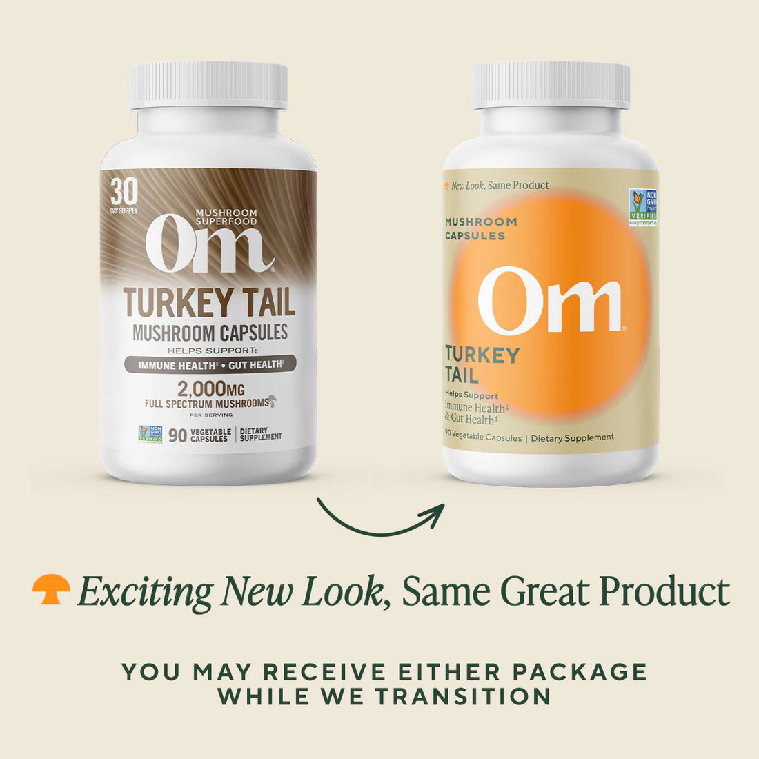 Om Mushroom Superfood - Turkey Tail Mushroom Capsules - 90ct - 30 Servings image 2