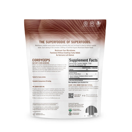 Om Mushroom Superfood - Cordyceps Organic Mushroom Powder - 200g - 100 Servings image 4