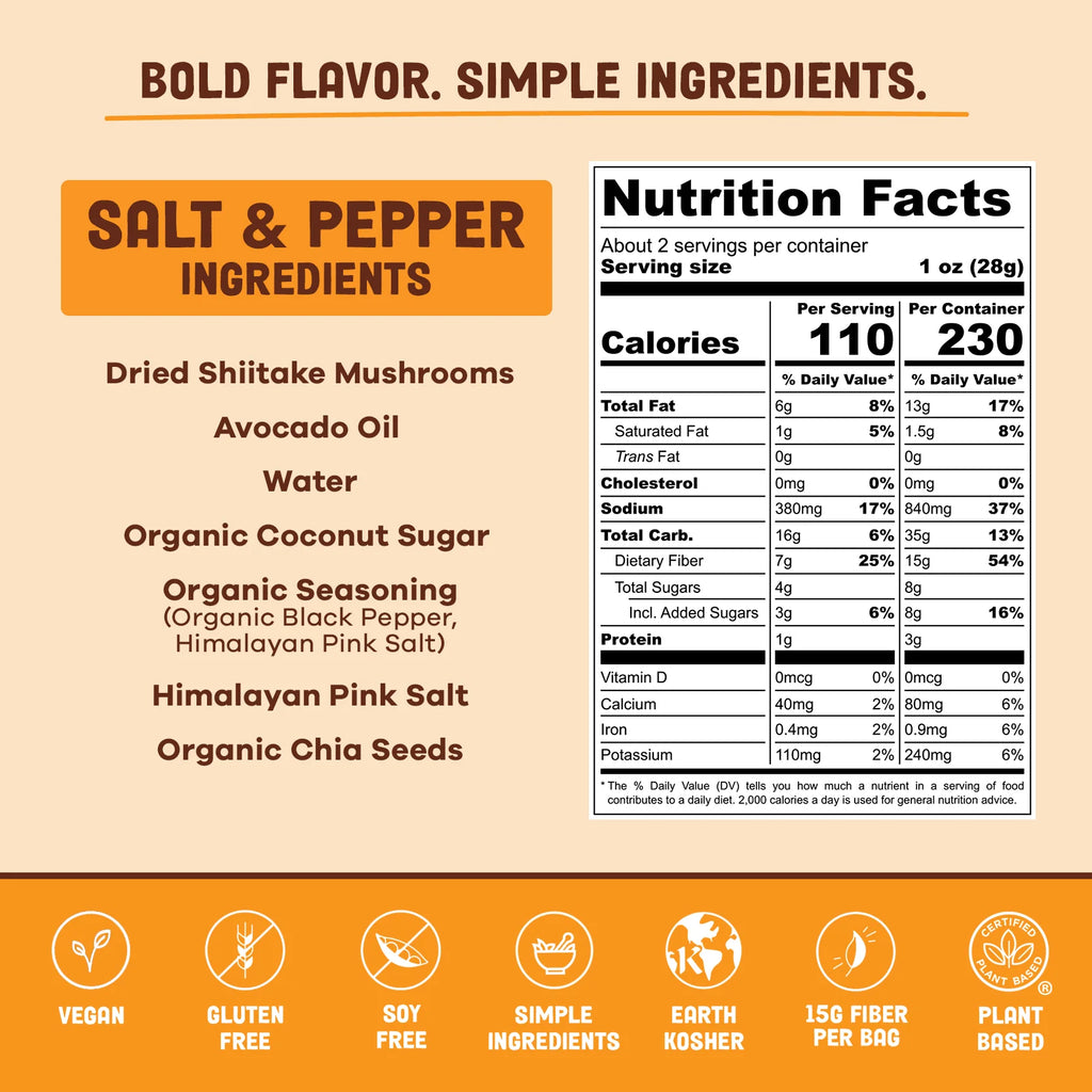 Pan's Mushroom Jerky - Salt &amp; Pepper Mushroom Jerky - Shiitake - 62g - 2 Servings image 3