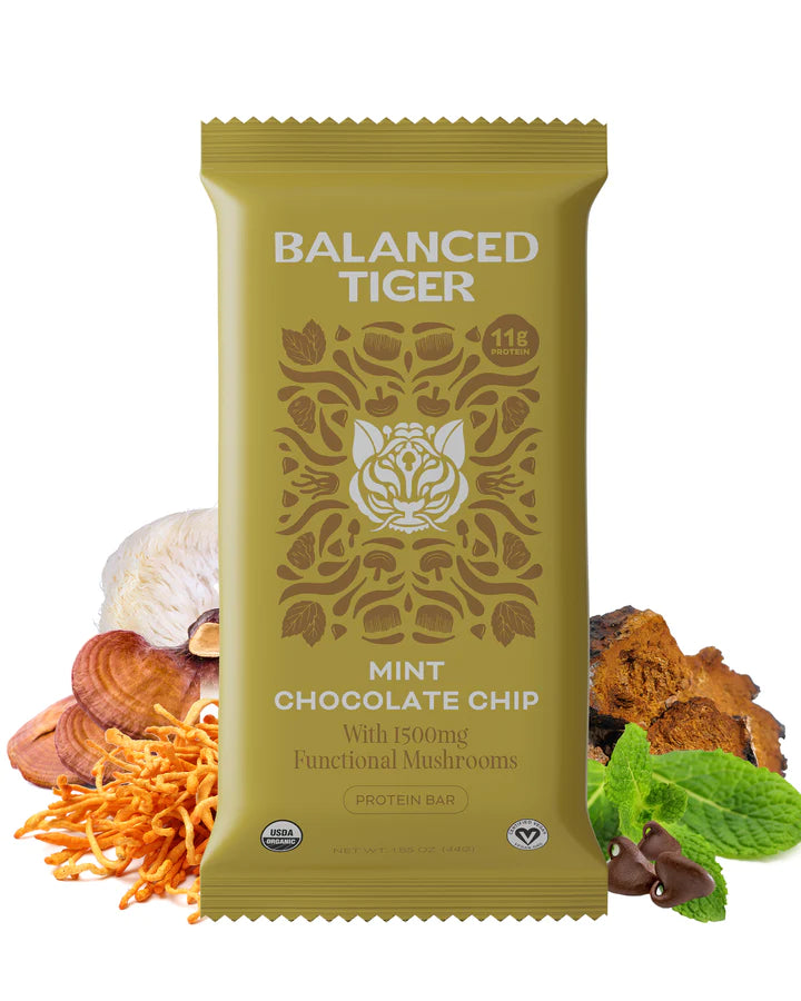Balanced Tiger - Functional Mushroom Protein Bar - Mint Chocolate Chip - 12ct - 1500mg per Serving - 12 Servings image 0