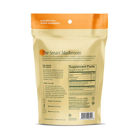 Om Mushroom Superfood - Lion’s Mane Organic Mushroom Powder - 60g - 30 Servings image 4