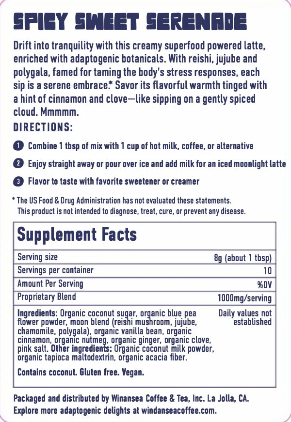 Windansea Coffee - Moonlight Latte Mushroom Chai Latte Mix - 80g - 1000mg Adaptogen Blend per Serving - 10 Servings image 3