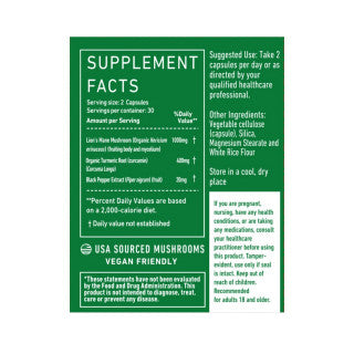 Green Roads - Lion's Mane Focus + Clarity Mushroom Capsules - 60ct - 1000mg Lion's Mane per Serving - 30 Servings image 5