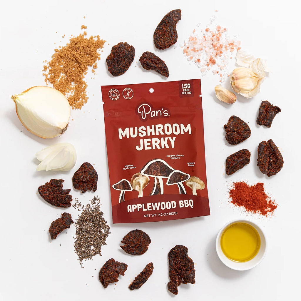 Pan's Mushroom Jerky - Applewood BBQ Mushroom Jerky - Shiitake - 62g - 2 Servings image 5