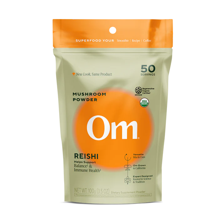 Om Mushroom Superfood - Reishi Organic Mushroom Powder - 100g - 50 Servings image 0