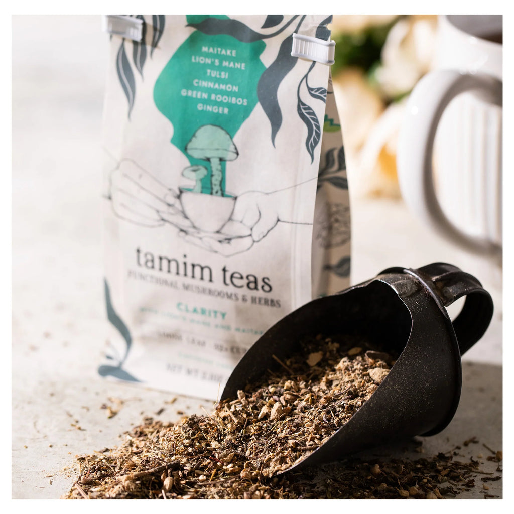 Tamim Teas - Lion-Maitake Clarity Mushroom Tea (Caffeine-Free) - Lion's Mane + Maitake +Tulsi + Ginger + Cinnamon - 36g - 32 Servings image 2