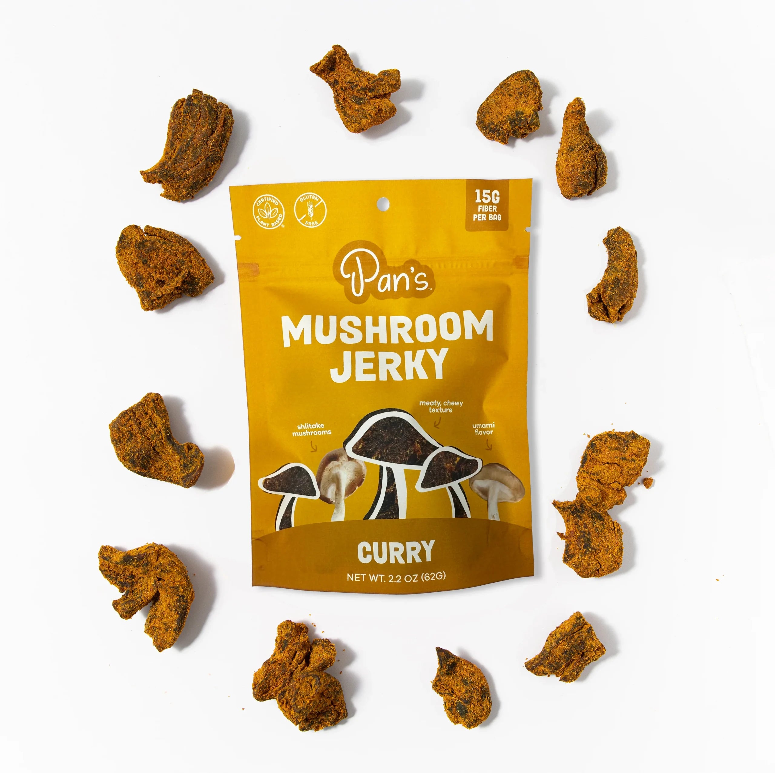 Pan's Mushroom Jerky - Curry Mushroom Jerky - Shiitake - 62g - 2 Servings image 4