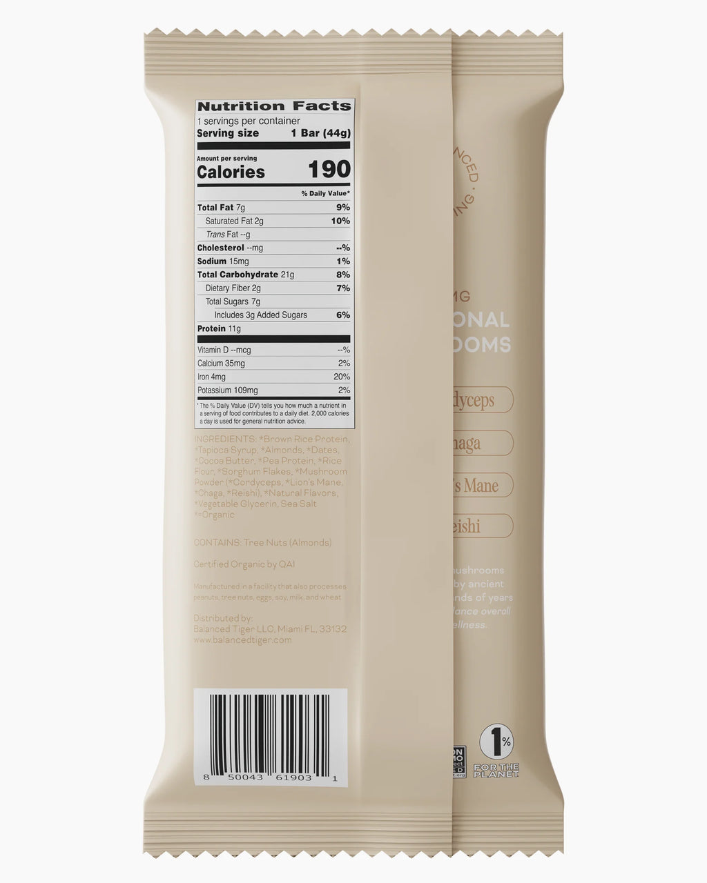 Balanced Tiger - Functional Mushroom Protein Bar - Vanilla Chai - 12ct - 1500mg per Serving - 12 Servings image 1