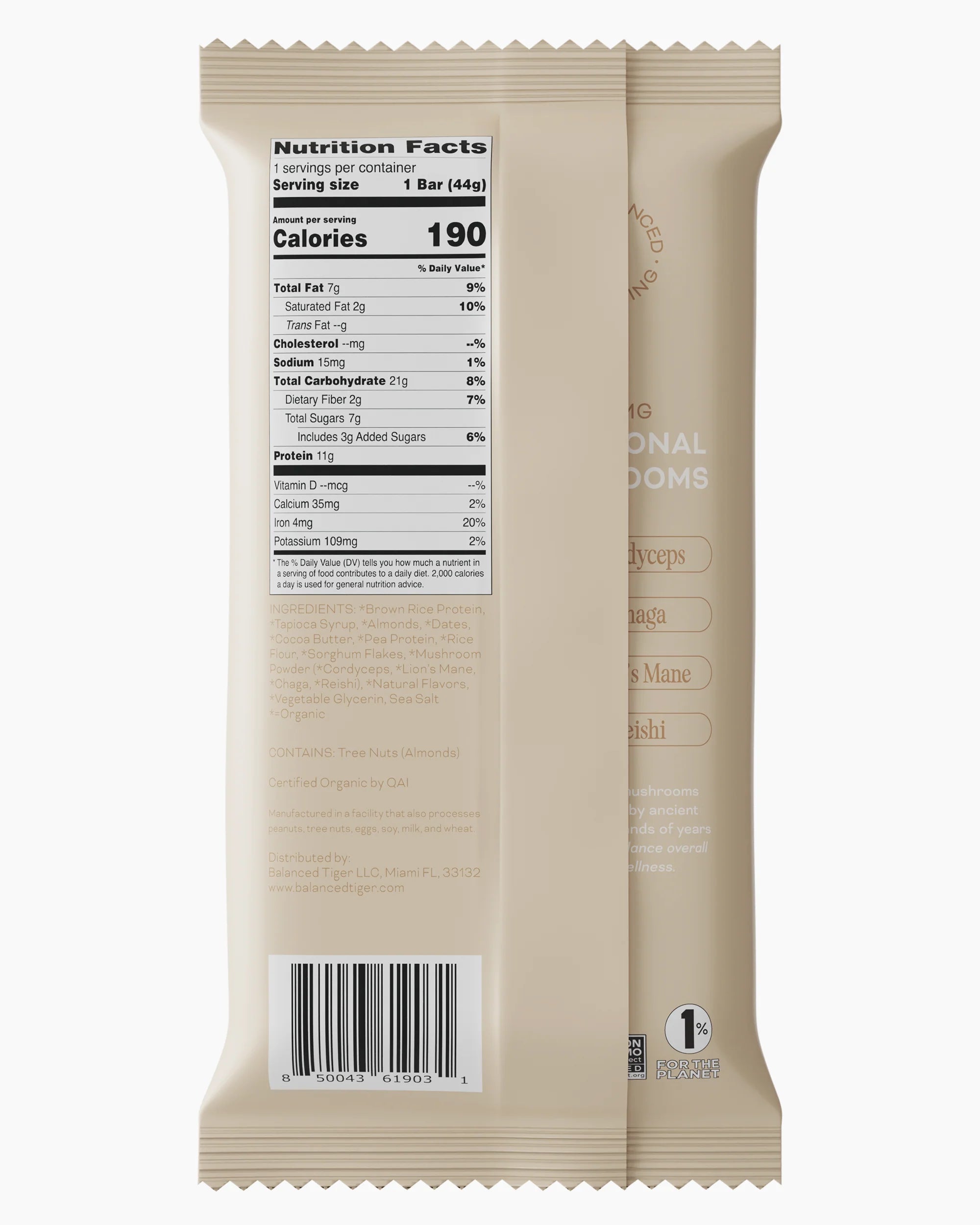 Balanced Tiger - Functional Mushroom Protein Bar - Vanilla Chai - 12ct - 1500mg per Serving - 12 Servings image 1