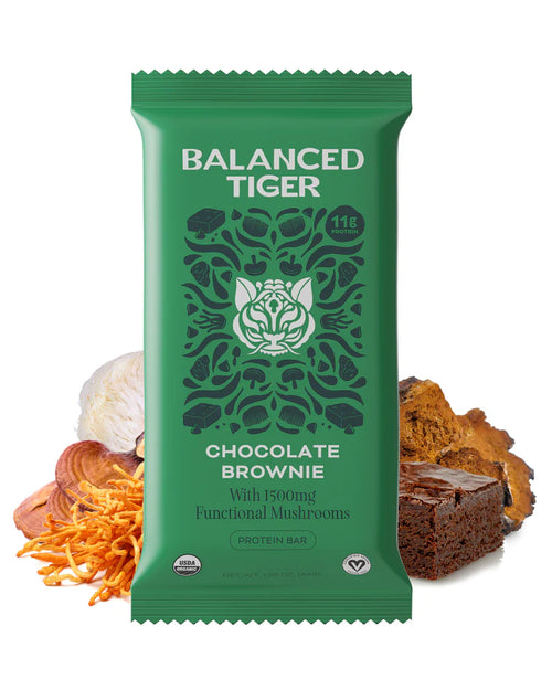 Balanced Tiger – Functional Mushroom Protein Bar – Chocolate Brownie – 12ct – 1500mg per Serving – 12 Servings image 0
