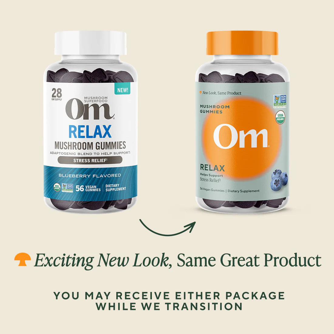 Om Mushroom Superfood - Relax Mushroom Gummies - Blueberry - 56ct - 28 Servings image 2