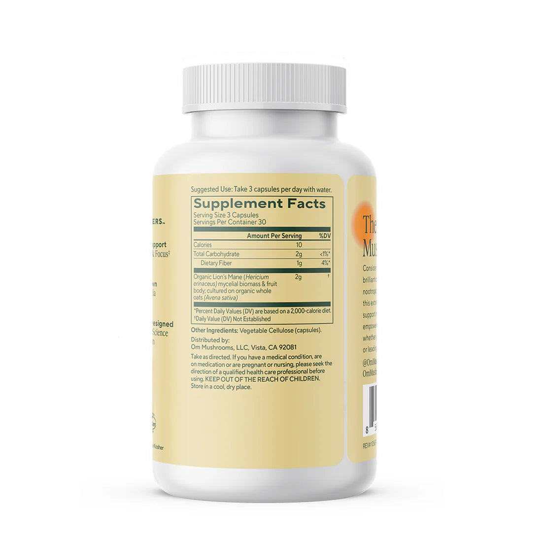 Om Mushroom Superfood - Lion’s Mane Mushroom Capsules - 180ct - 60 Servings image 1