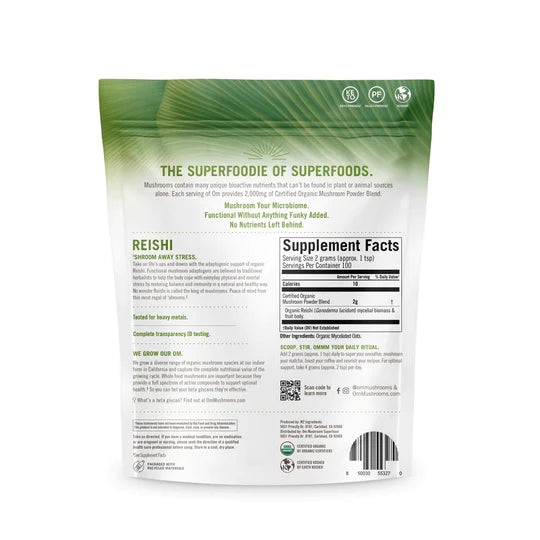 Om Mushroom Superfood - Reishi Organic Mushroom Powder - 200g - 100 Servings image 5