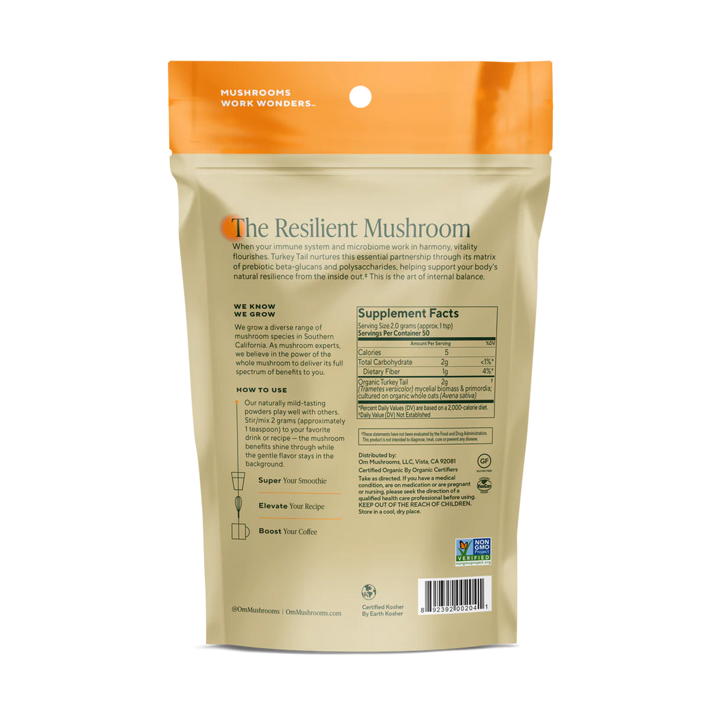 Om Mushroom Superfood - Turkey Tail Organic Mushroom Powder - 100g - 50 Servings image 3