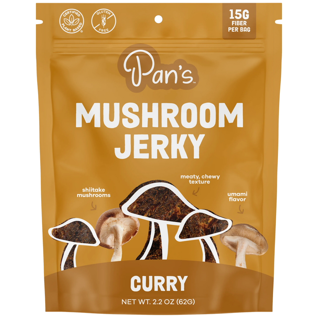 Pan's Mushroom Jerky - Curry Mushroom Jerky - Shiitake - 62g - 2 Servings image 0