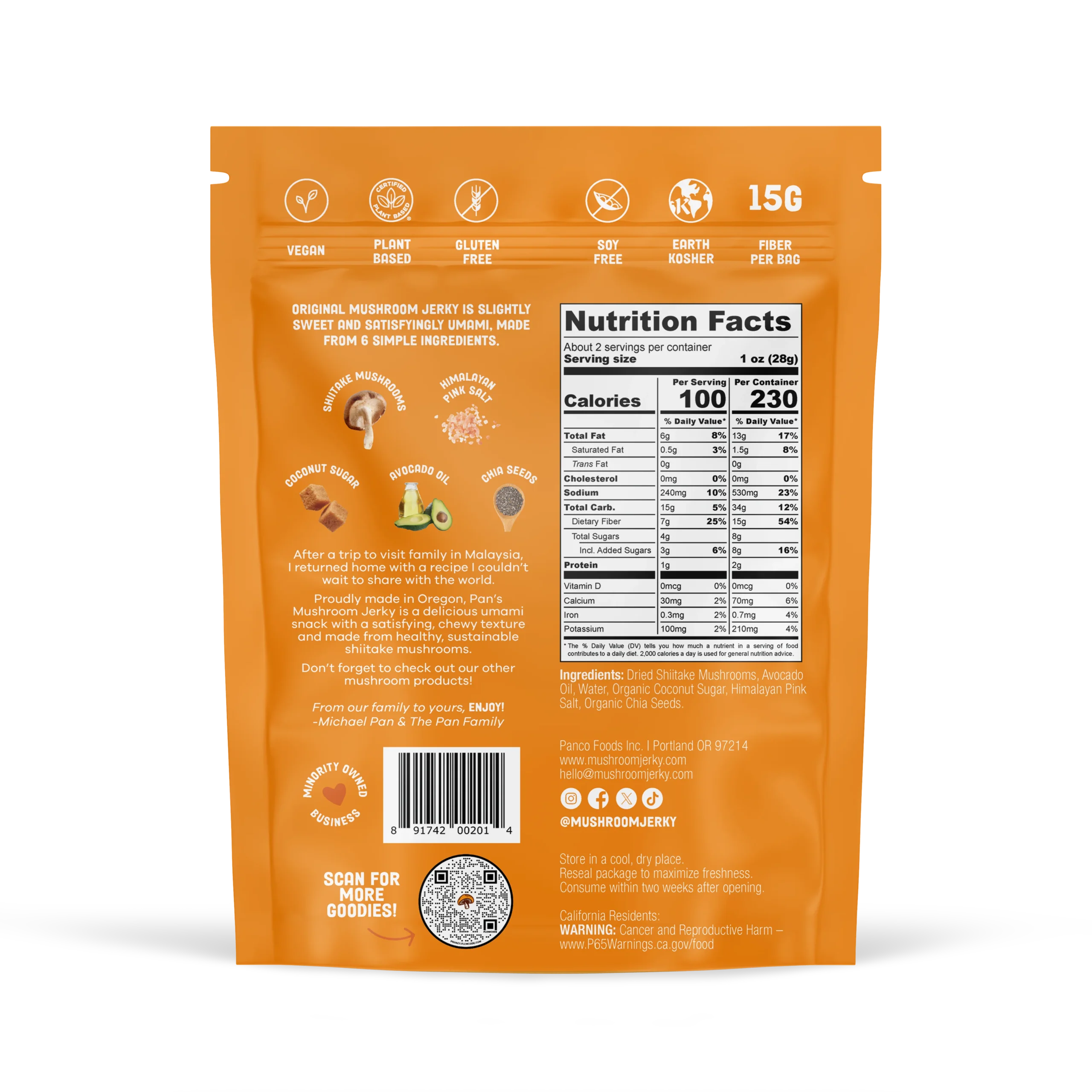 Pan's Mushroom Jerky - Original Mushroom Jerky - Shiitake - 62g - 2 Servings image 5