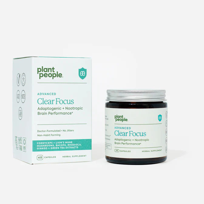 Plant People - Advanced Clear Focus Adaptogenic + Nootropic Brain Performance Capsules - 40ct - 680mg Focus Blend per Serving - 20 Servings image 0