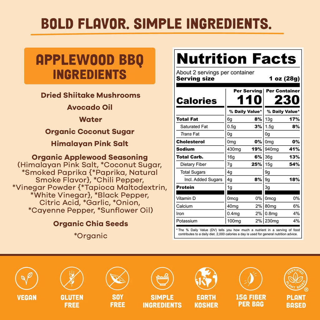 Pan's Mushroom Jerky - Applewood BBQ Mushroom Jerky - Shiitake - 62g - 2 Servings image 3