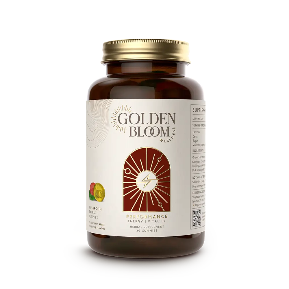 Golden Bloom Wellness - Performance Cordyceps Mushroom Gummies - Assorted Fruit - 30ct - 30 Servings image 1