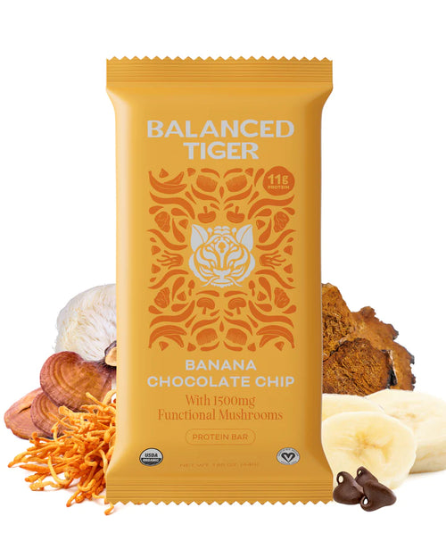 Balanced Tiger - Functional Mushroom Protein Bar - Banana Chocolate Chip - 12ct - 1500mg per Serving - 12 Servings image 0