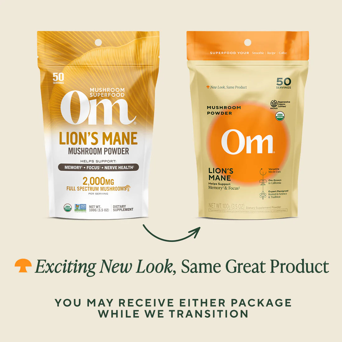 Om Mushroom Superfood - Lion’s Mane Organic Mushroom Powder - 100g - 50 Servings image 3
