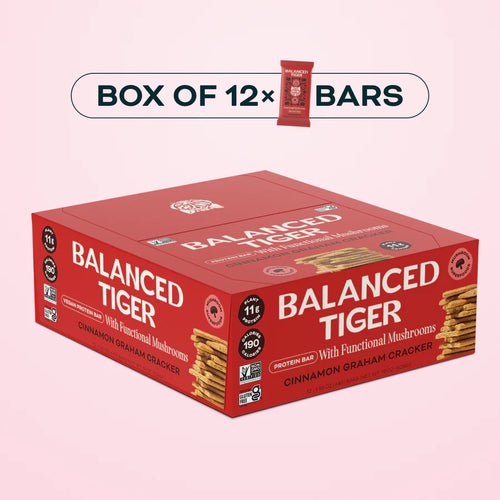 Balanced Tiger - Functional Mushroom Protein Bar - Cinnamon Graham Cracker - 12ct - 12 Servings