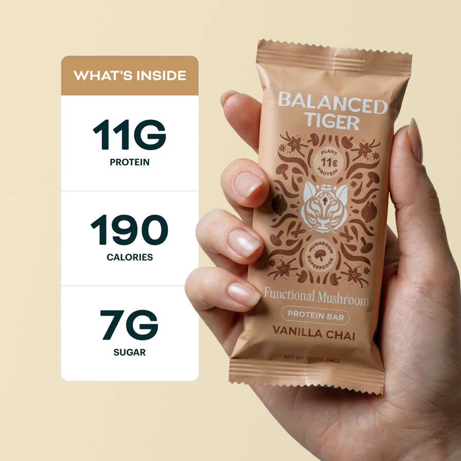 Balanced Tiger - Functional Mushroom Protein Bar - Vanilla Chai - 12ct - 12 Servings