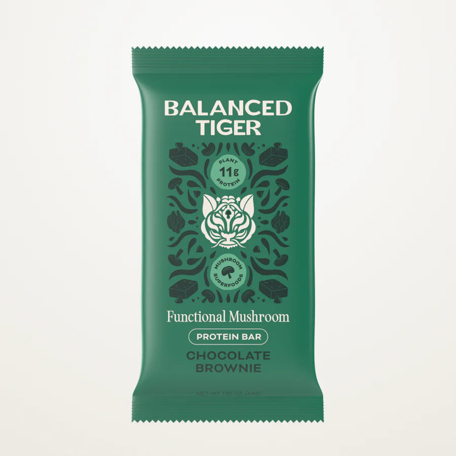 Balanced Tiger – Functional Mushroom Protein Bar – Chocolate Brownie – 12ct – 12 Servings