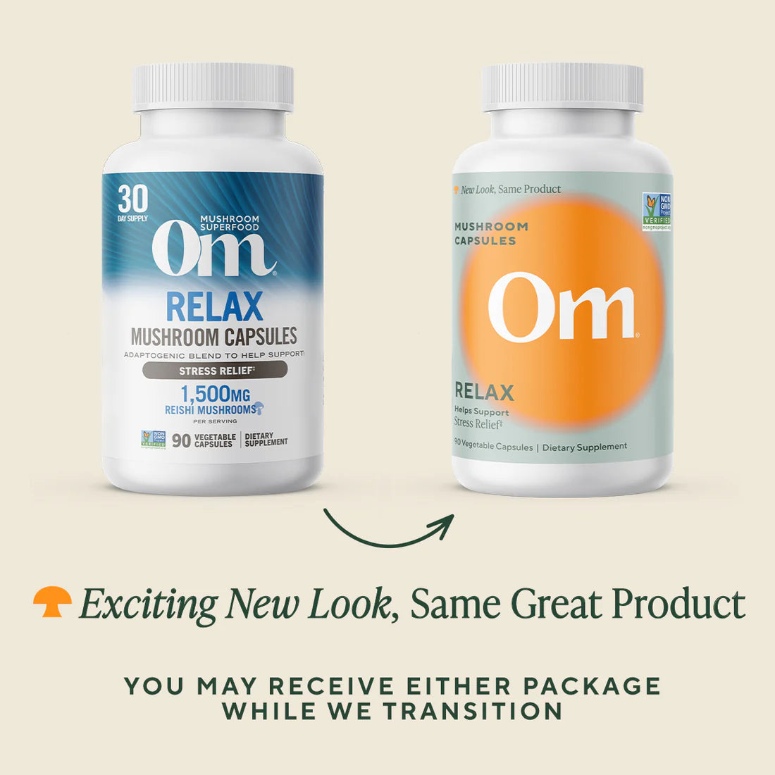 Om Mushroom Superfood - Relax Mushroom Capsules - 90ct - 30 Servings image 2