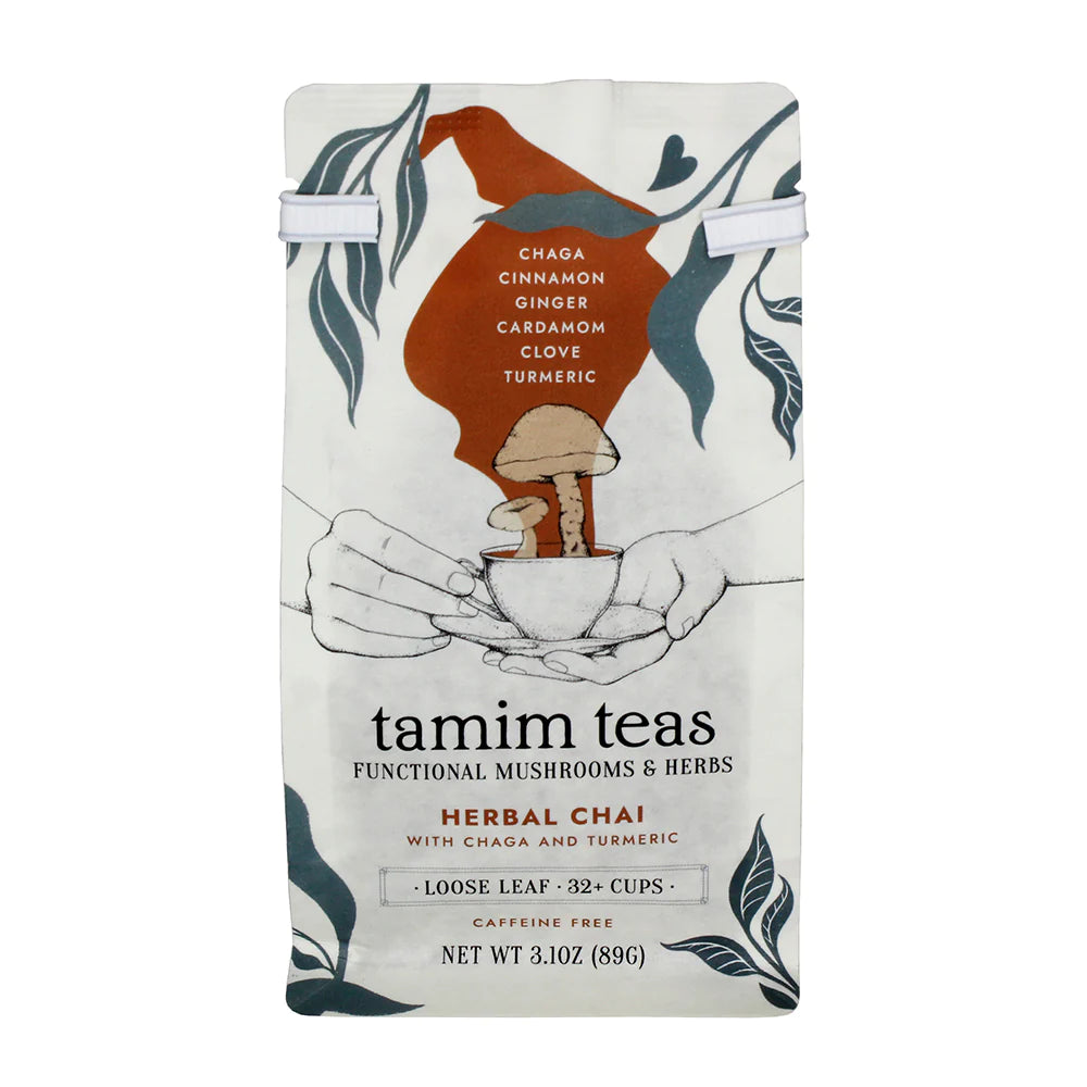 Tamim Teas - Chaga Chai Mushroom Tea (Caffeine-Free) - Chaga + Turmeric + Chai Spices - 79g - 32 Servings image 0