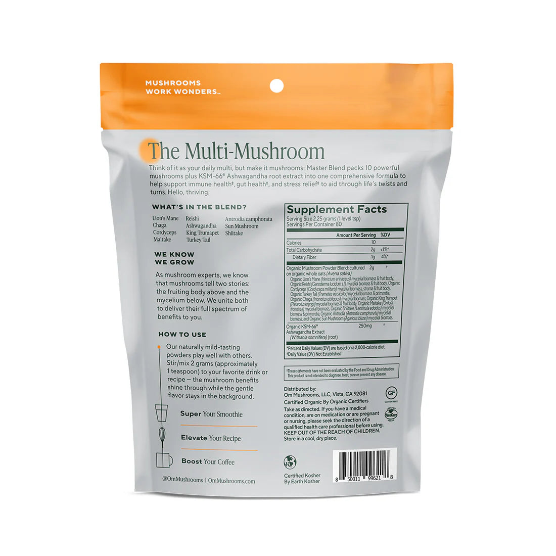 Om Mushroom Superfood - Master Blend Organic Mushroom Powder - 63g - 28 Servings image 1