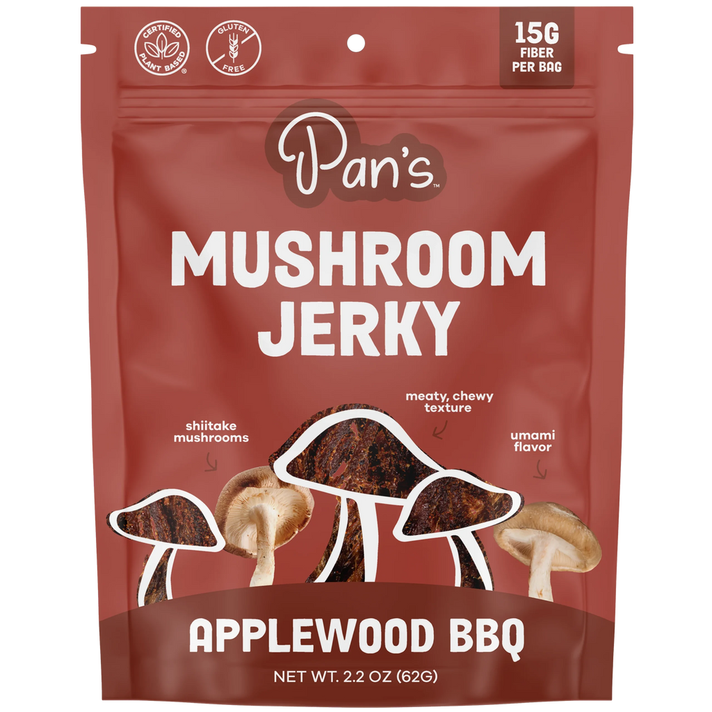 Pan's Mushroom Jerky - Applewood BBQ Mushroom Jerky - Shiitake - 62g - 2 Servings image 0