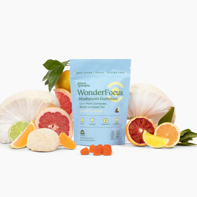 Plant People - WonderFocus Mushroom Gummies - Juicy Citrus - 60ct - 300mg per Serving - 30 Servings image 4