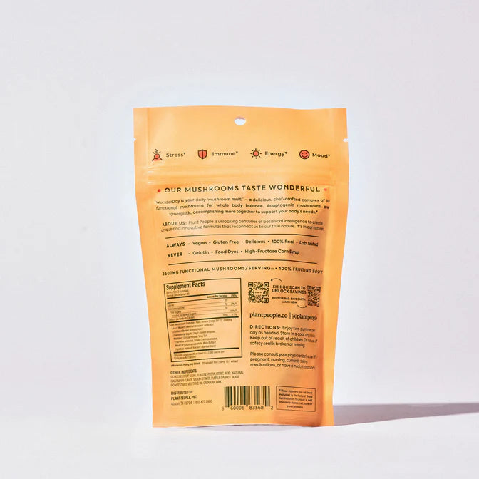 Plant People - WonderDay Mushroom Gummies - Wild Raspberry - 60ct - 2500mg per Serving - 30 Servings image 2