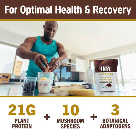 Om Mushroom Superfood - Master Blend Plant‑Based Protein - Creamy Chocolate - 518g - 14 Servings image 10