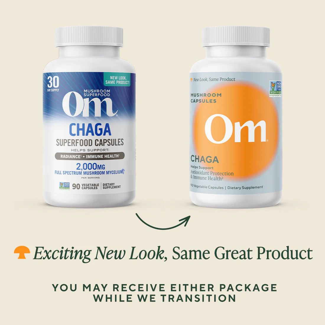 Om Mushroom Superfood - Chaga Mushroom Capsules - 90ct - 30 Servings image 2