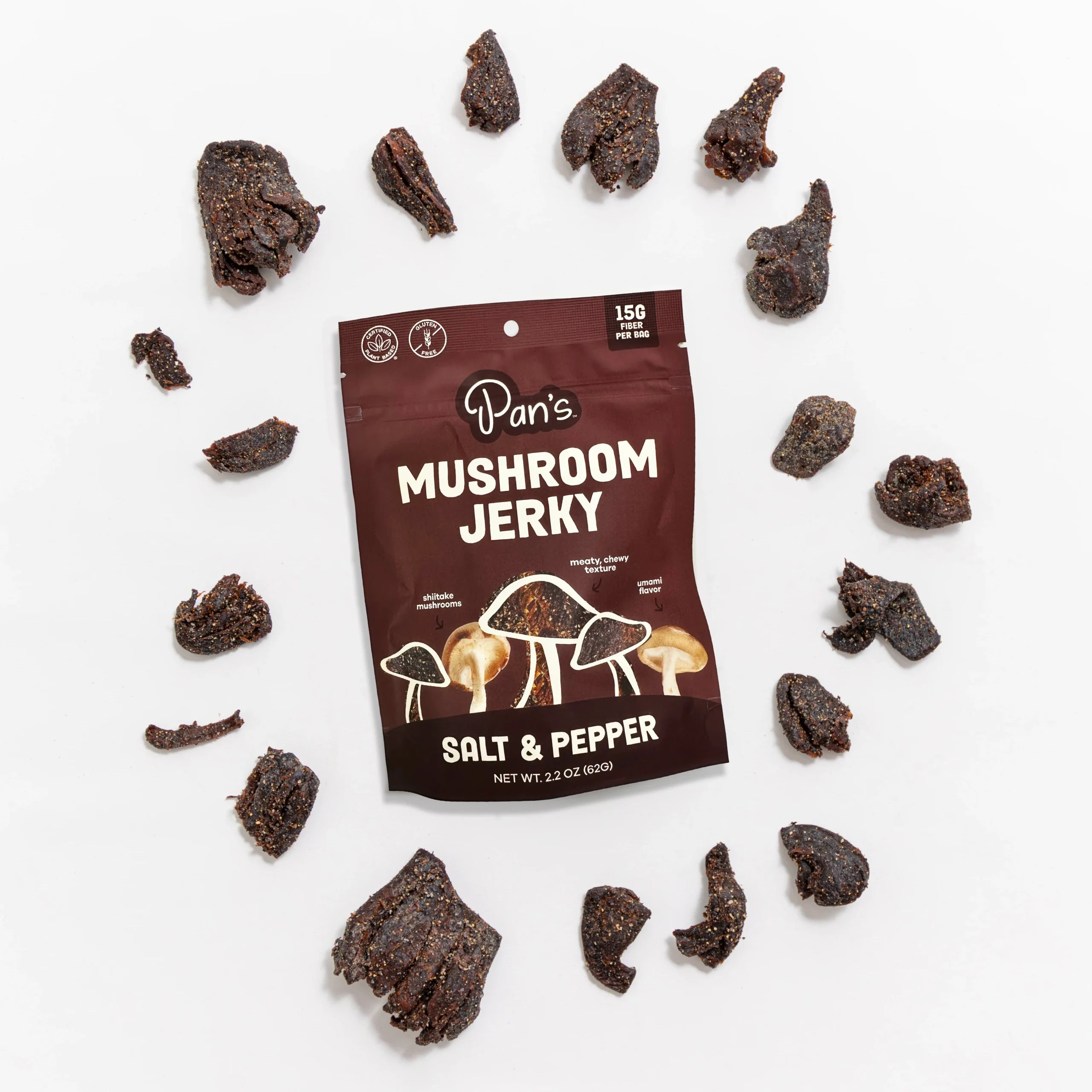 Pan's Mushroom Jerky - Salt &amp; Pepper Mushroom Jerky - Shiitake - 62g - 2 Servings image 4