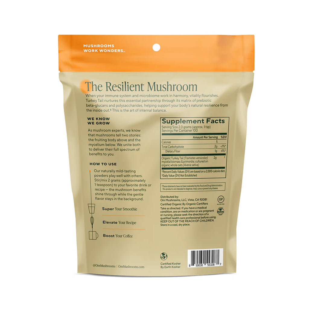 Om Mushroom Superfood - Turkey Tail Organic Mushroom Powder - 100g - 50 Servings image 1